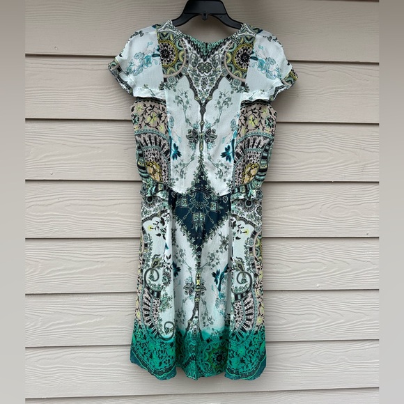Etro Silk Dress,abstract print,short sleeve,half button,back zip,midi - Picture 14 of 14